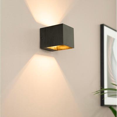 Fornax notte nera by LUSENZ - Kubusvormige up and down wandlamp met een geborstelde zwarte coating
