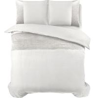 RoyalTextile - Velvet Band Dekbedovertrek - Wit - 140 x 220 - thumbnail