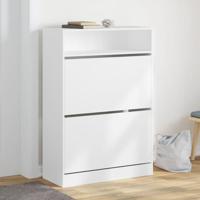 Schoenenkast met 2 klaplades 80x34x116 cm wit - thumbnail