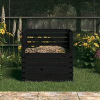 VidaXL Compostbak 80x80x78 cm massief grenenhout zwart - thumbnail