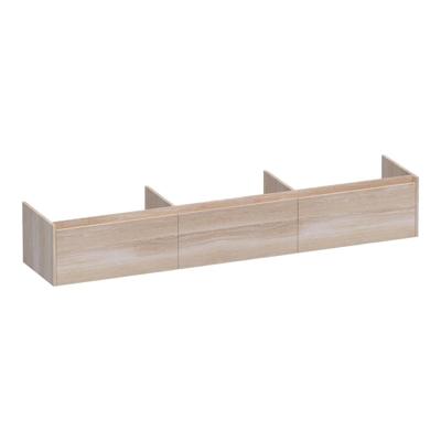 Brauer Embrace - Onderkast - 220 cm - met 3 Softclose Lades Greeploos en 0 cm - Sifon Uitsparingen - Lamellen Eiken Wit