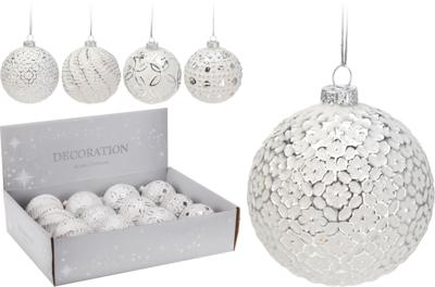 3 stuks! Kerstbal glas 8 cm wit zilver Nampook - Nampook 3 stuks! Kerstbal glas 8 cm wit zilver Nampook - Nampook