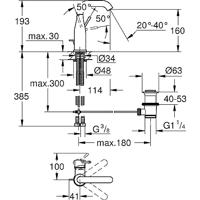 GROHE Essence New Wastafelkraan Opbouw - uitloop 11.4cm - M-size - hoge draaibare uitloop - waste - chroom 23462001 - thumbnail
