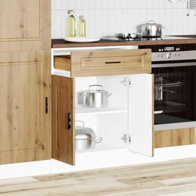 Keuken onderkast "Porto" bewerkt hout artisanaal eikenkleur