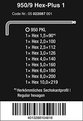 Wera 950 PKL/9 SM N Stifsleutelset, metrisch, verchroomd, 9 -delig - 1 stuk(s) - 05022087001 - thumbnail