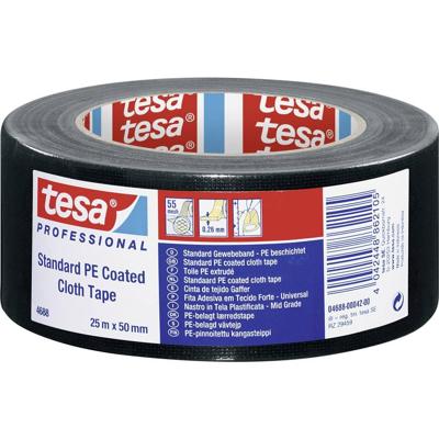 Tesa Weefseltape | zwart | lengte 25 m | breedte 50 mm wiel | 5 stuks - 04688-00042-00 04688-00042-00