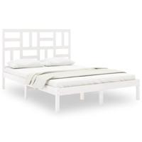 Bedframe massief hout wit 150x200 cm - thumbnail