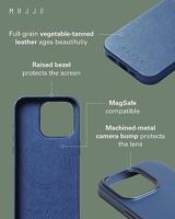 Mujjo Leather Case met MagSafe iPhone 15 Pro Max Blauw - thumbnail