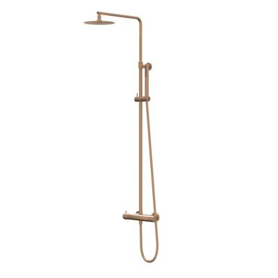 Regendoucheset IVY Bond Opbouw Thermostatisch 25 cm Slim Staaf Handdouche Geborsteld Mat Koper PVD Regendoucheset IVY Bond Opbouw Thermostatisch 25 cm Slim Staaf Handdouche Geborsteld Mat Koper PVD