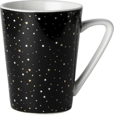 Dutch Rose loft zwart-wit mok zwart met glitters 31 cl