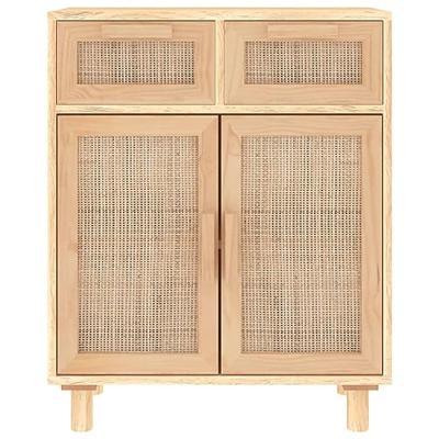 Dressoir 60x30x75 cm massief grenenhout en rattan bruin Dressoir 60x30x75 cm massief grenenhout en rattan bruin
