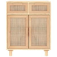 Dressoir 60x30x75 cm massief grenenhout en rattan bruin - thumbnail