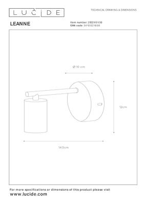 Lucide LEANNE - Wandlamp - 1xE27 - Zwart Lucide LEANNE - Wandlamp - 1xE27 - Zwart
