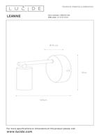 Lucide LEANNE - Wandlamp - 1xE27 - Zwart - thumbnail