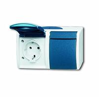 Busch-Jaeger 20/2 EW-53 Ocean (opbouw) Wandcontactdoos dubbel spatwaterdicht Blauw, Groen - thumbnail