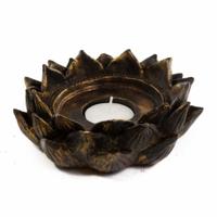 Polystone Lotus Waxinelichthouder in Bruin - thumbnail