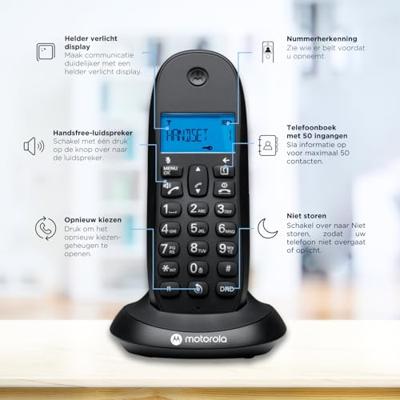 Draadloze telefoon Motorola 107C1001CB+ Zwart - thumbnail