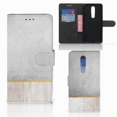 Nokia 3.1 Plus Book Style Case Wood Concrete Nokia 3.1 Plus Book Style Case Wood Concrete