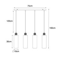 QAZQA Moderne hanglamp zwart met smoke glas 4-lichts - Stavelot - thumbnail