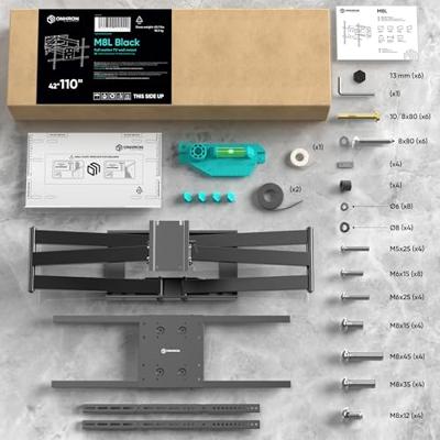 ONKRON M8L-B Draai- en kantelbare TV-beugel voor 42“-110” max. 100 kg, met draaifunctie, zwart