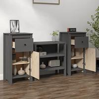 Dressoirs 2 st 40x35x80 cm massief grenenhout grijs - thumbnail