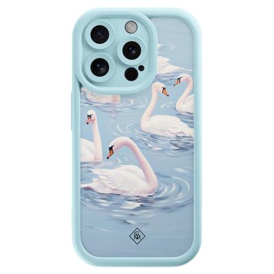 iPhone 13 Pro blauwe case - Zwanen