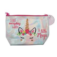 Unicorn Kinder Toilettasje Etui Make-up Tasje Holografisch met Unicorn Print 19.5x13cm - thumbnail