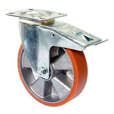 BS Rollen Zwenkwiel met totaalklem | wiel-d. 160 mm draagvermogen 300 kg | met schroefplaat kogellager | gietwerk polyurethaan-wielband | 1 stuk -