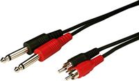 Monacor 0064970 Audio Verbindingskabel [2x Cinch-stekker - 2x Jackplug male 6,3 mm (mono)] 1.5 m Zwart - thumbnail