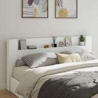 Hoofdbordkast met LED-verlichting 220x16,5x103,5 cm wit - thumbnail