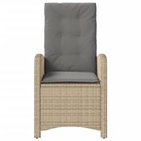 Tuinstoelen 2 st verstelbaar kussens poly rattan gemengd beige - thumbnail