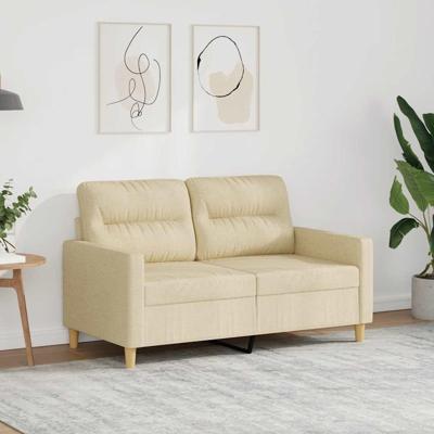 Tweezitsbank 120 cm stof crèmekleurig