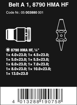 Wera Belt 1 Zyklop Steeksleutelinzet-set, met vasthoudfunctie, met 1/4" -aandrijving, 10 -delig - 1 stuk(s) - 05003880001