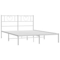 Bedframe met hoofdbord metaal wit 140x190 cm - thumbnail