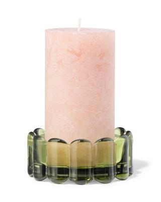 HEMA Kaarsonderzetter ⌀10cm glas ribbel groen (groen)