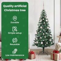 VidaXL Kunstmatig voorverlicht kerstboom groen 150 cm pvc en metaal - thumbnail