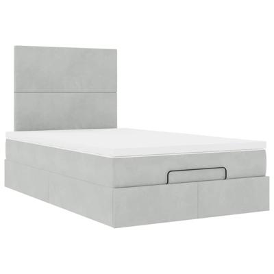 Ottoman bed met matrassen en LED's 140x200cm fluweel lichtgrijs