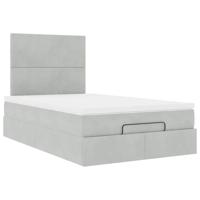 Ottoman bed met matrassen 90x190cm fluweel lichtgrijs - thumbnail