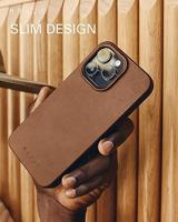 Mujjo Leather Case met MagSafe iPhone 15 Pro Max Bruin - thumbnail
