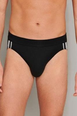 3-pack heren Rio slip 95/5 - Stripe - Hoog opgesneden heren onderbroek - Stoffen band - Biologisch katoen - S - Zwart - Onderbroek heren heren heren