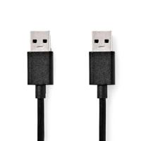 Nedis USB-Kabel | USB 3.2 Gen 1 | USB-A Male | USB-A Male | 5 Gbps | Vernikkeld | 1.00 m | Rond | PVC | Zwart | Doos - CCGB61000BK10 - thumbnail