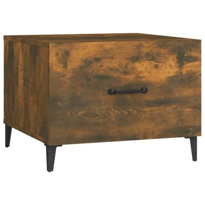 Salontafel met metalen poten 50x50x40 cm gerookt eikenkleurig