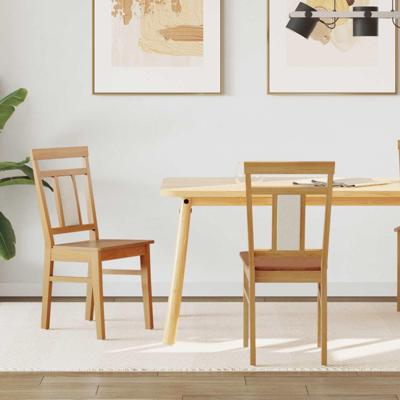 Eetkamerstoel 2 pcs Naturel Massief Rubberhout Eetkamerstoel 2 pcs Naturel Massief Rubberhout