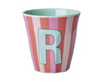 Gestreepte melamine mok LETTER T rice, medium 250 ml meerkleurig - thumbnail
