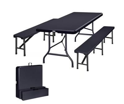 Biertafelset 3 delig inklapbaar Kunststof Antraciet 180cm