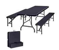 Biertafelset 3 delig inklapbaar Kunststof Antraciet 180cm - thumbnail