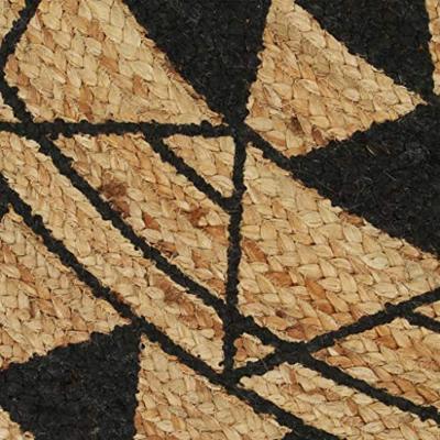VidaXL Vloerkleed handgemaakt met zwarte print 90 cm jute