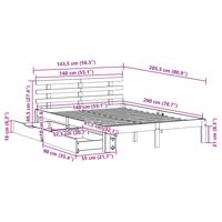 Bedframe met lades massief grenenhout 140x200 cm - thumbnail