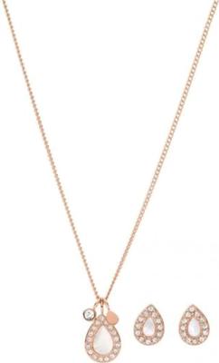 Fossil JF04029791 Ketting + Oorknoppen Stevie staal rosekleurig-wit 40-45 cm