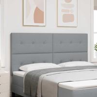 LED Hoofdbord met LED-striplichten Lichtgrijs 180 cm Polyester - thumbnail